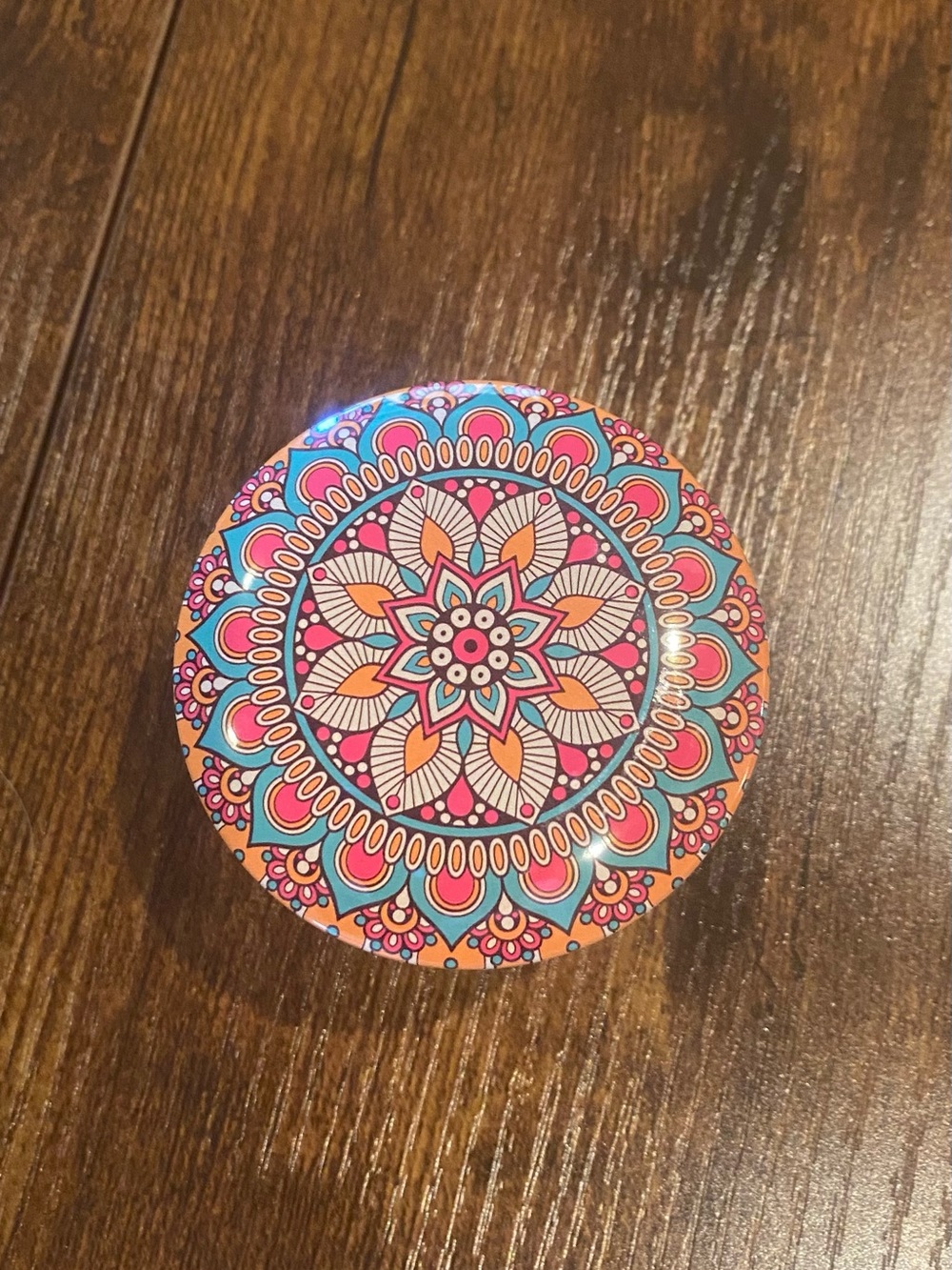 Colorful Mandala - Pink Teal Orange Tin with a 100% Soy Candle inside